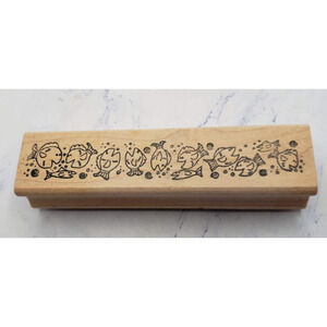 Fishy Friends School of Fish Wood Mounted Rubber Border Stamp